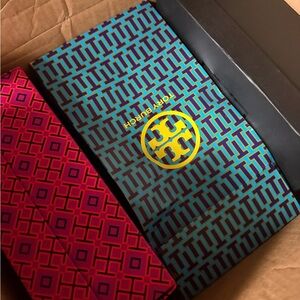 Tory Burch Blue and Pink Patterned Face Mask